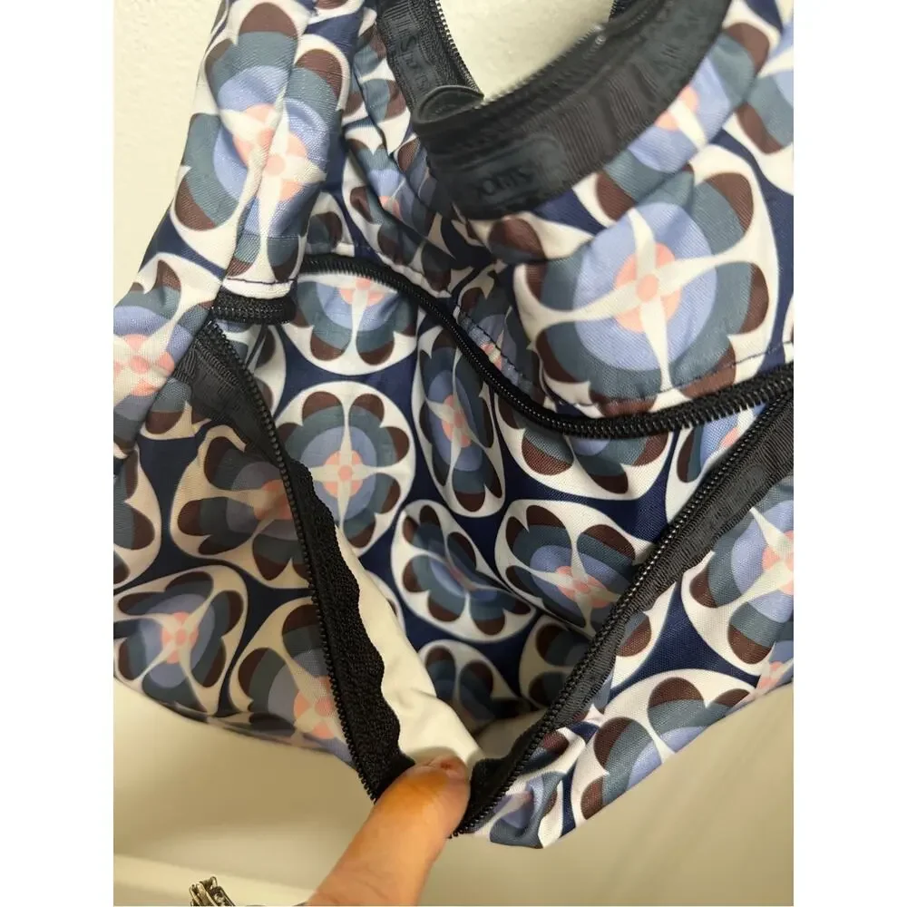 LeSportSac blue and white hobo nylon purse